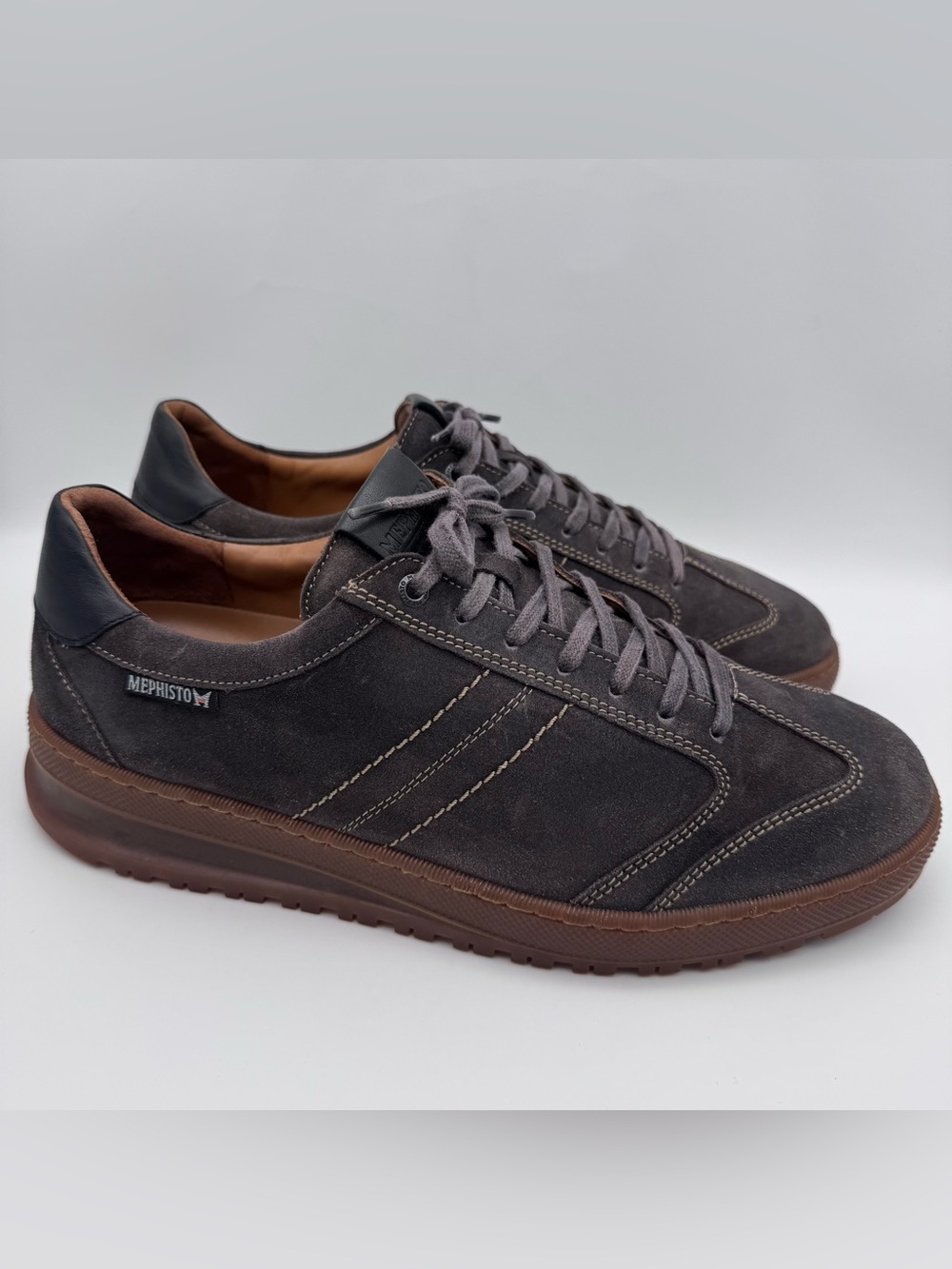 Mephisto Jumper Gray Suede Sneakers Men Size 10.5 Lace Up Comfort Shoes EUC - Picture 2 of 12